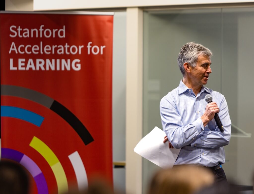 Dan Schwartz speaks at a Stanford Accelerator for Learning event.