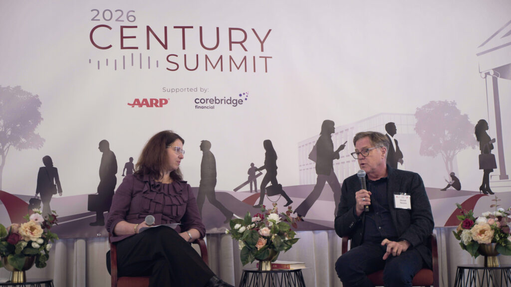 Isabelle Hau and Mitchell Stevens speak onstage at the 2026 Century Summit.